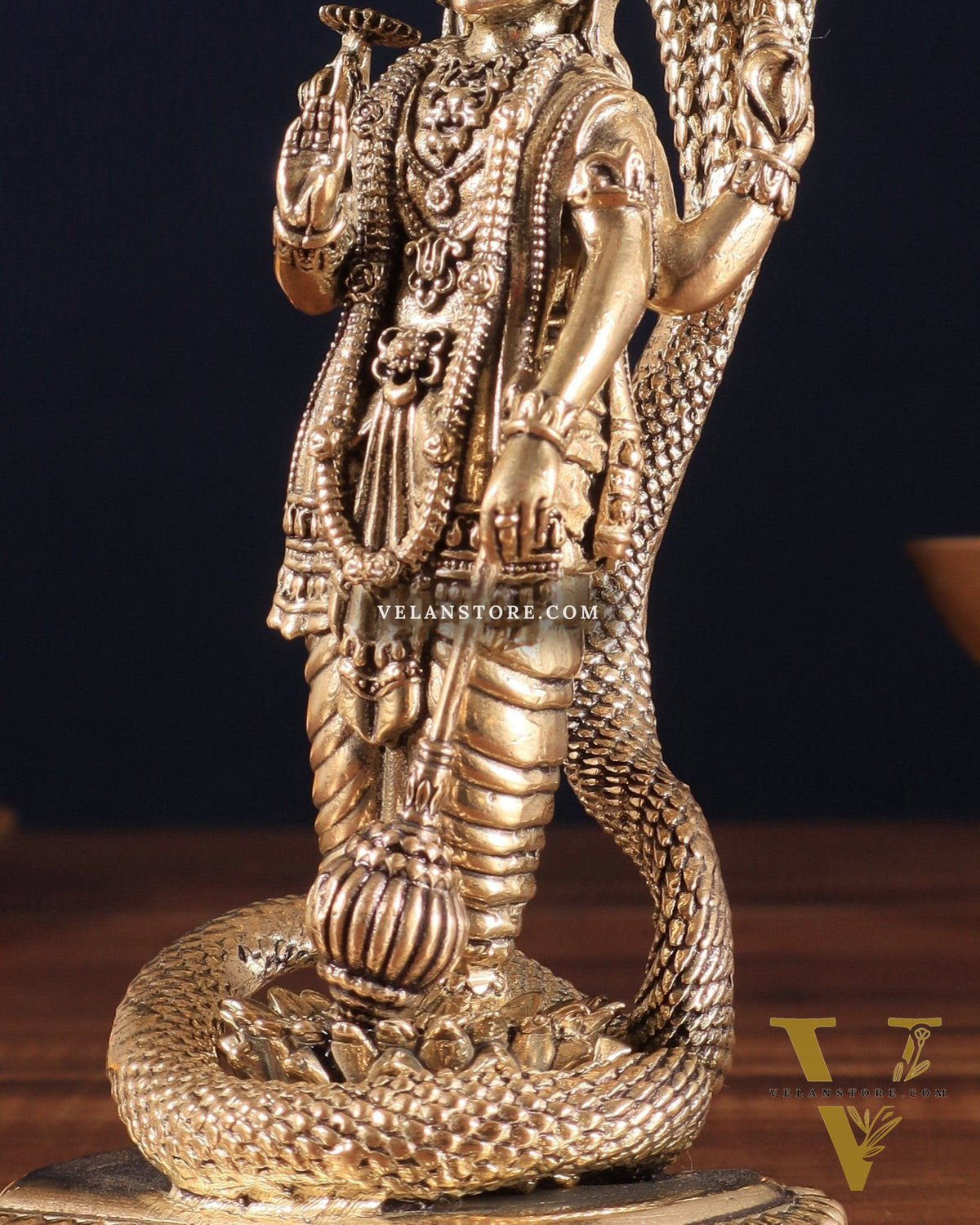 Pure Brass Standing Vishnu with Sheshanaga - 5 in Height