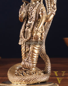 Pure Brass Standing Vishnu with Sheshanaga - 5 in Height