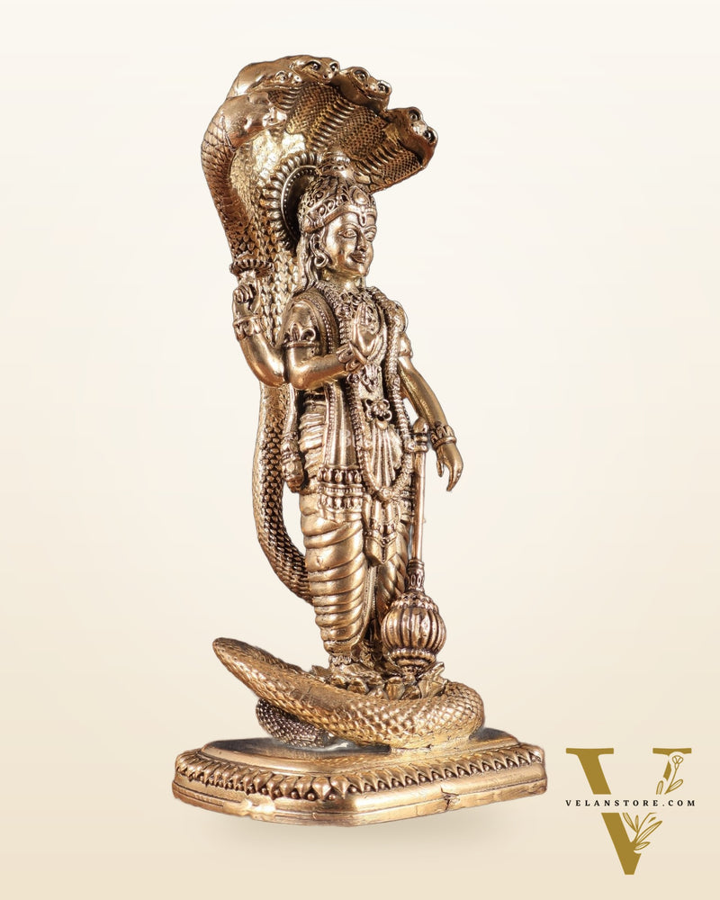 Pure Brass Standing Vishnu with Sheshanaga - 5 in Height