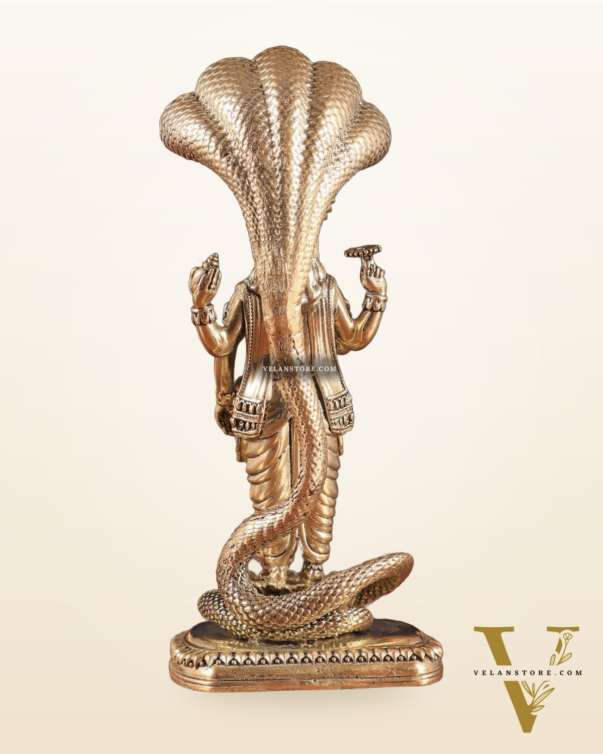 Pure Brass Standing Vishnu with Sheshanaga - 5 in Height