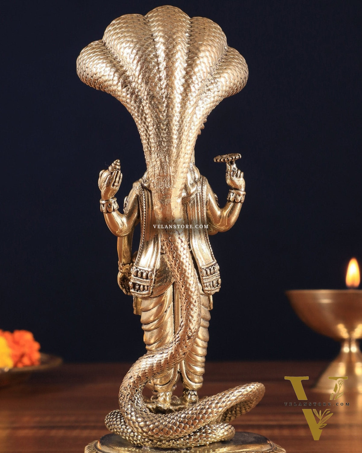 Pure Brass Standing Vishnu with Sheshanaga - 5 in Height