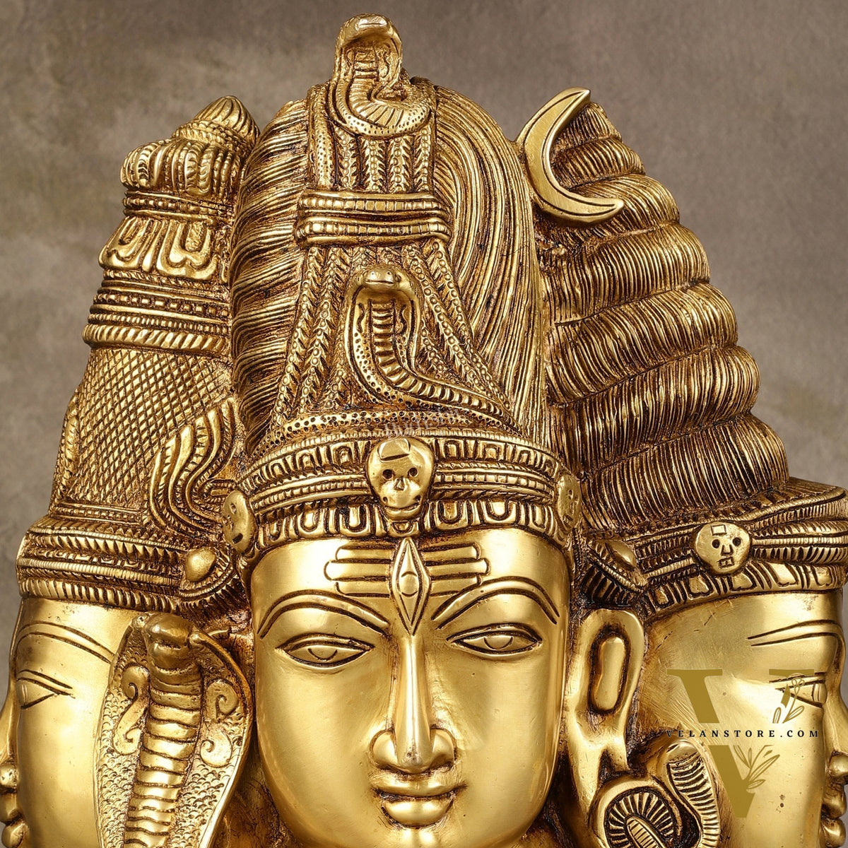 Pure Brass Superfine 4 faced Shiva parvati Mukhalingam   - 11"