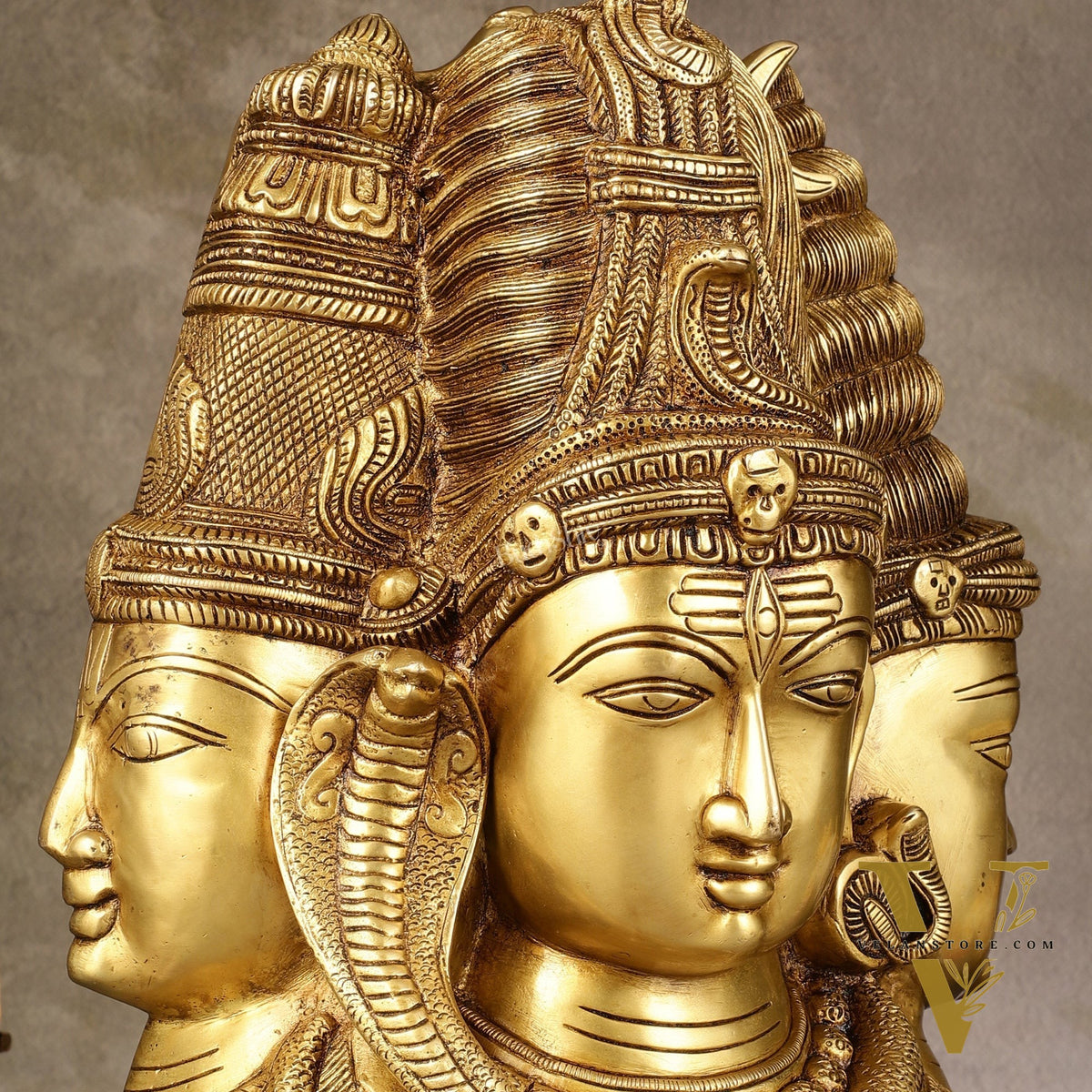 Pure Brass Superfine 4 faced Shiva parvati Mukhalingam   - 11"