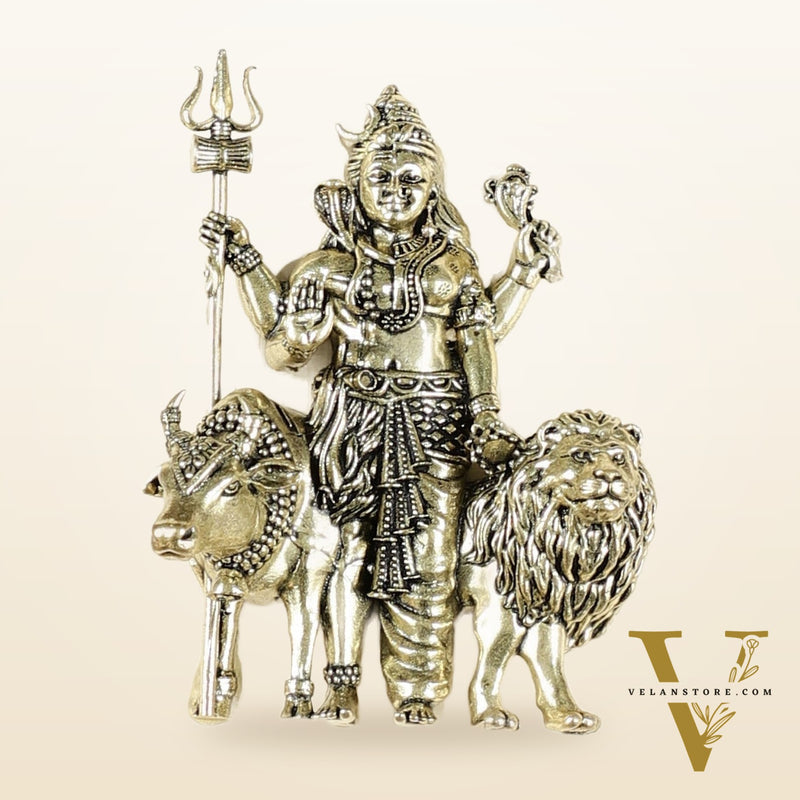 Pure Brass Superfine Ardhanarishwara Hanging on Wooden Frame - 9.5 Inch