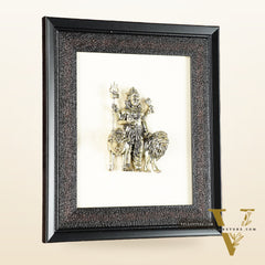 Pure Brass Superfine Ardhanarishwara Hanging on Wooden Frame - 9.5 Inch