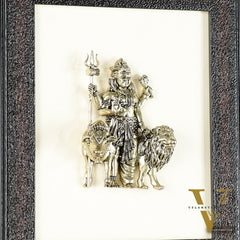 Pure Brass Superfine Ardhanarishwara Hanging on Wooden Frame - 9.5 Inch