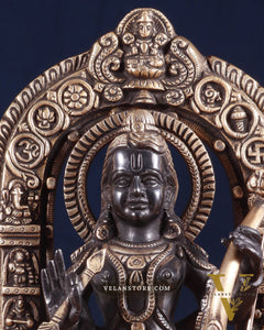 Pure Brass Superfine Ayodhya Ram Lalla Idol - 12" black and gold