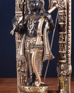 Pure Brass Superfine Ayodhya Ram Lalla Idol - 12" black and gold