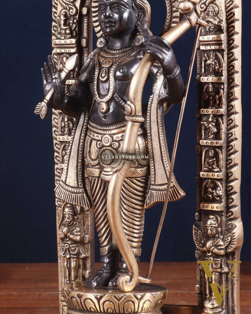 Pure Brass Superfine Ayodhya Ram Lalla Idol - 12" black and gold