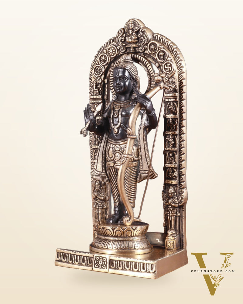 Pure Brass Superfine Ayodhya Ram Lalla Idol - 12" black and gold