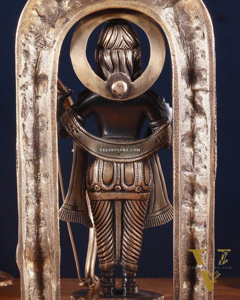 Pure Brass Superfine Ayodhya Ram Lalla Idol - 12" black and gold