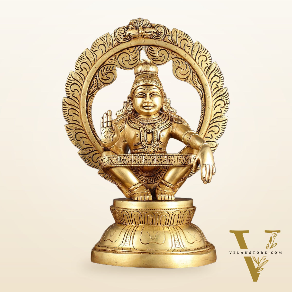 Pure Brass Superfine Ayyappa Swamy Idol - 12"