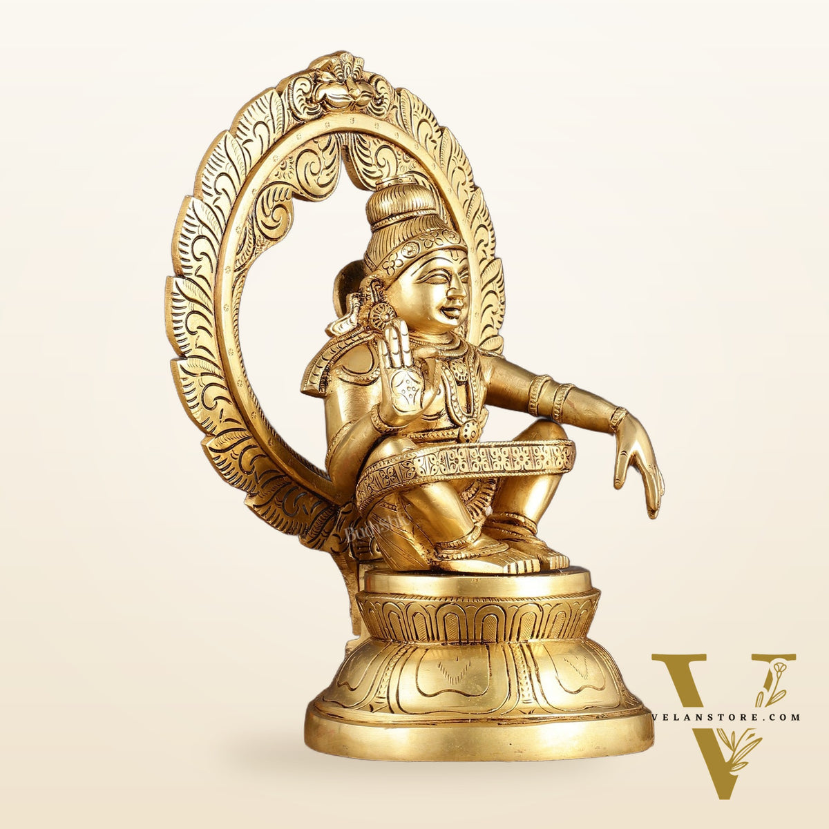 Pure Brass Superfine Ayyappa Swamy Idol - 12"