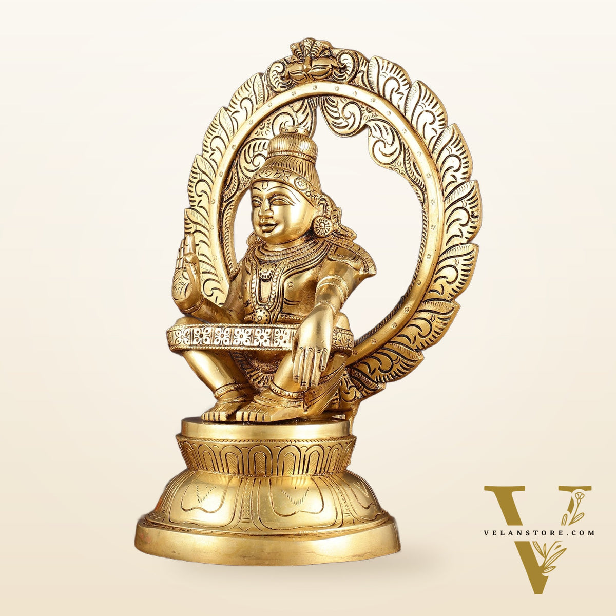 Pure Brass Superfine Ayyappa Swamy Idol - 12"
