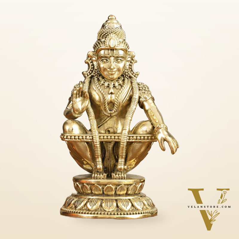 Pure Brass Superfine Ayyappa Swamy Idol - 6 in Height