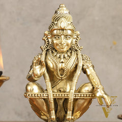 Pure Brass Superfine Ayyappa Swamy Idol - 6 in Height