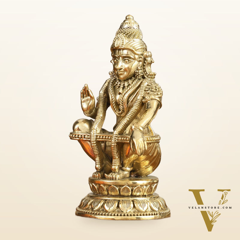 Pure Brass Superfine Ayyappa Swamy Idol - 6 in Height
