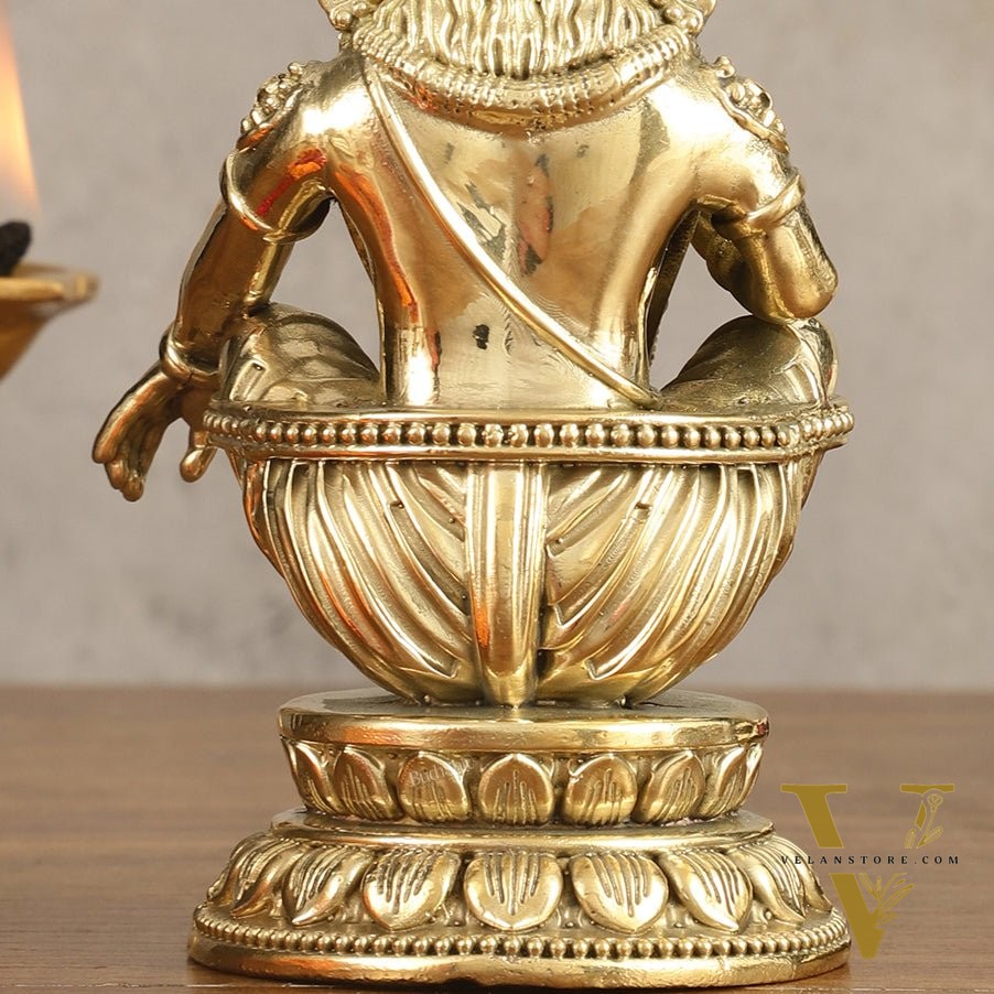 Pure Brass Superfine Ayyappa Swamy Idol - 6 in Height