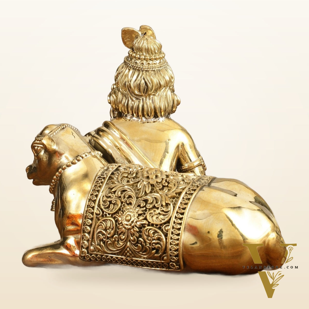 Pure Brass Superfine Bal Gopal with Cow Idol - 6 in Height