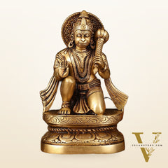 Pure Brass Superfine Blessing Hanuman Idol - 8" Divine Sculpture