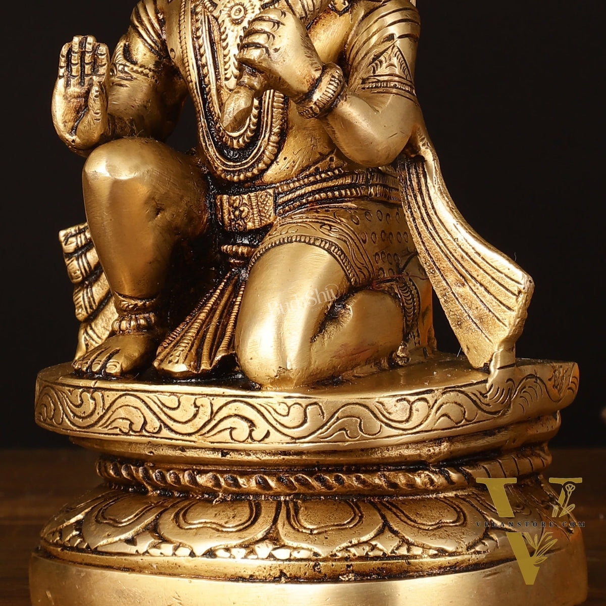 Pure Brass Superfine Blessing Hanuman Idol - 8" Divine Sculpture