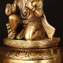 Pure Brass Superfine Blessing Hanuman Idol - 8" Divine Sculpture