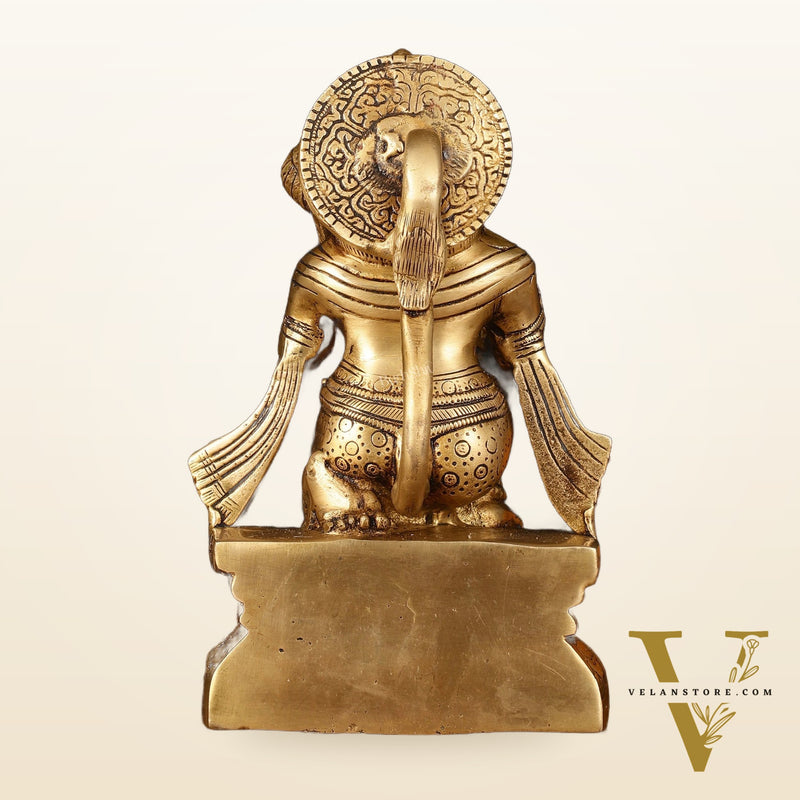 Pure Brass Superfine Blessing Hanuman Idol - 8" Divine Sculpture