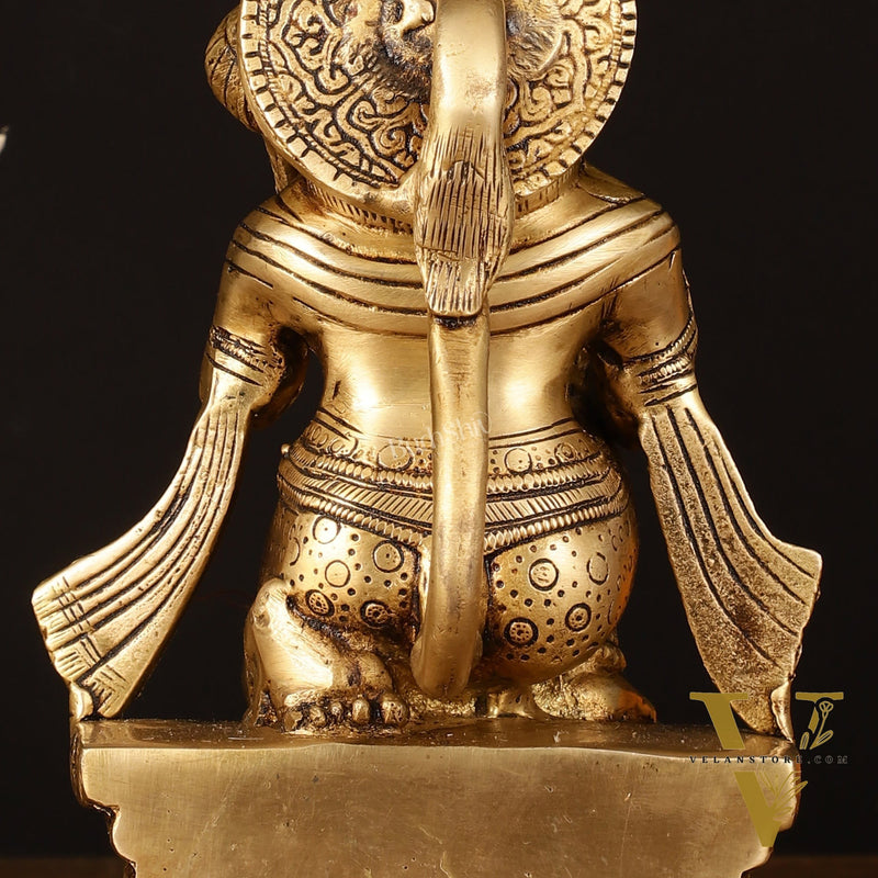 Pure Brass Superfine Blessing Hanuman Idol - 8" Divine Sculpture