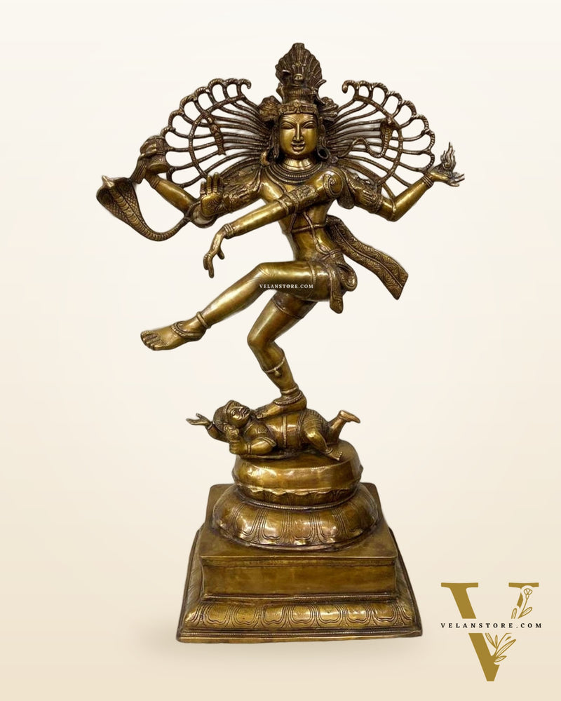 Pure Brass Superfine Dancing Shiva Statue - 39.5" H, 40.5 Kg | Exquisite Craftsmanship