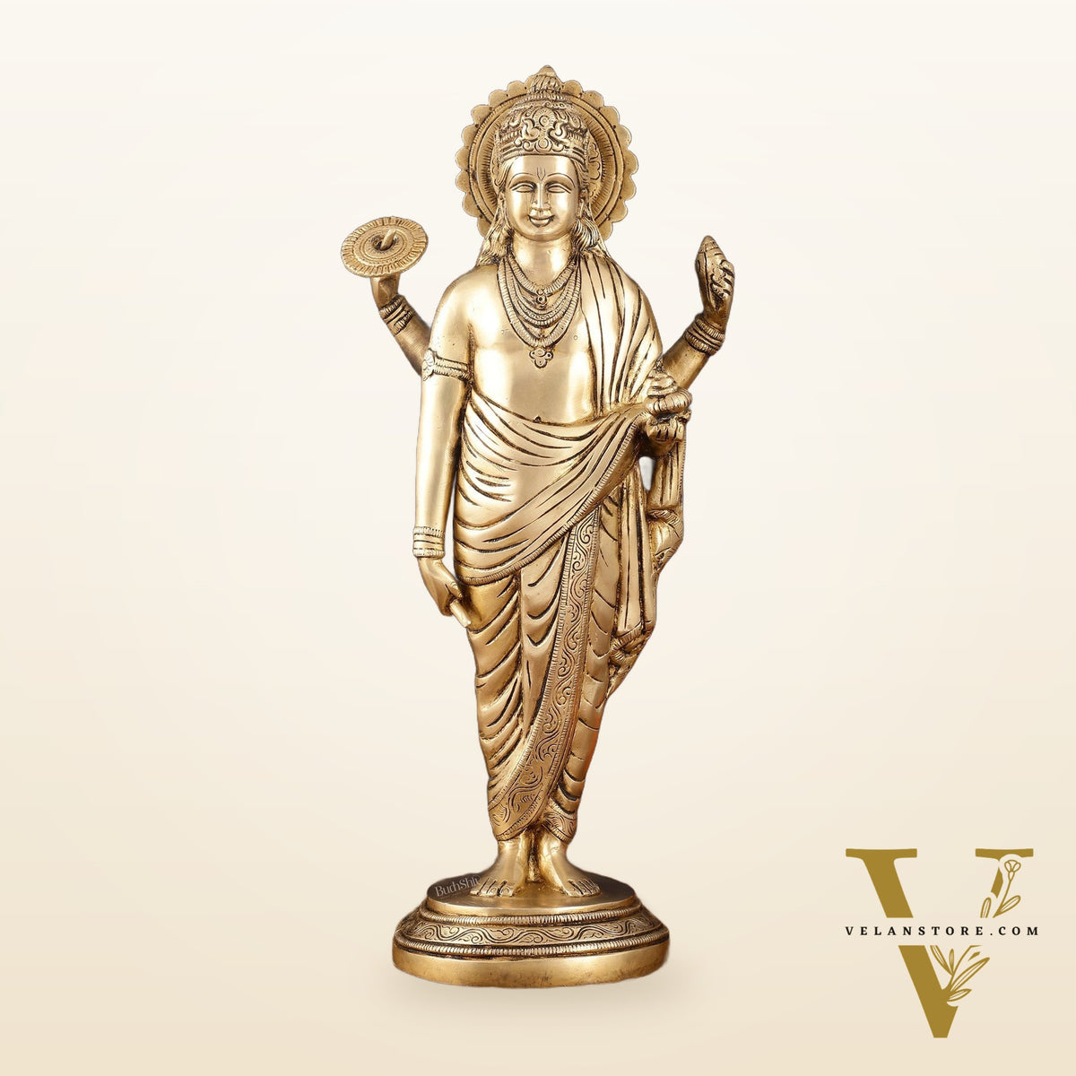 Pure Brass Superfine Dhanvantari Statue - 18" Height, 6 kg