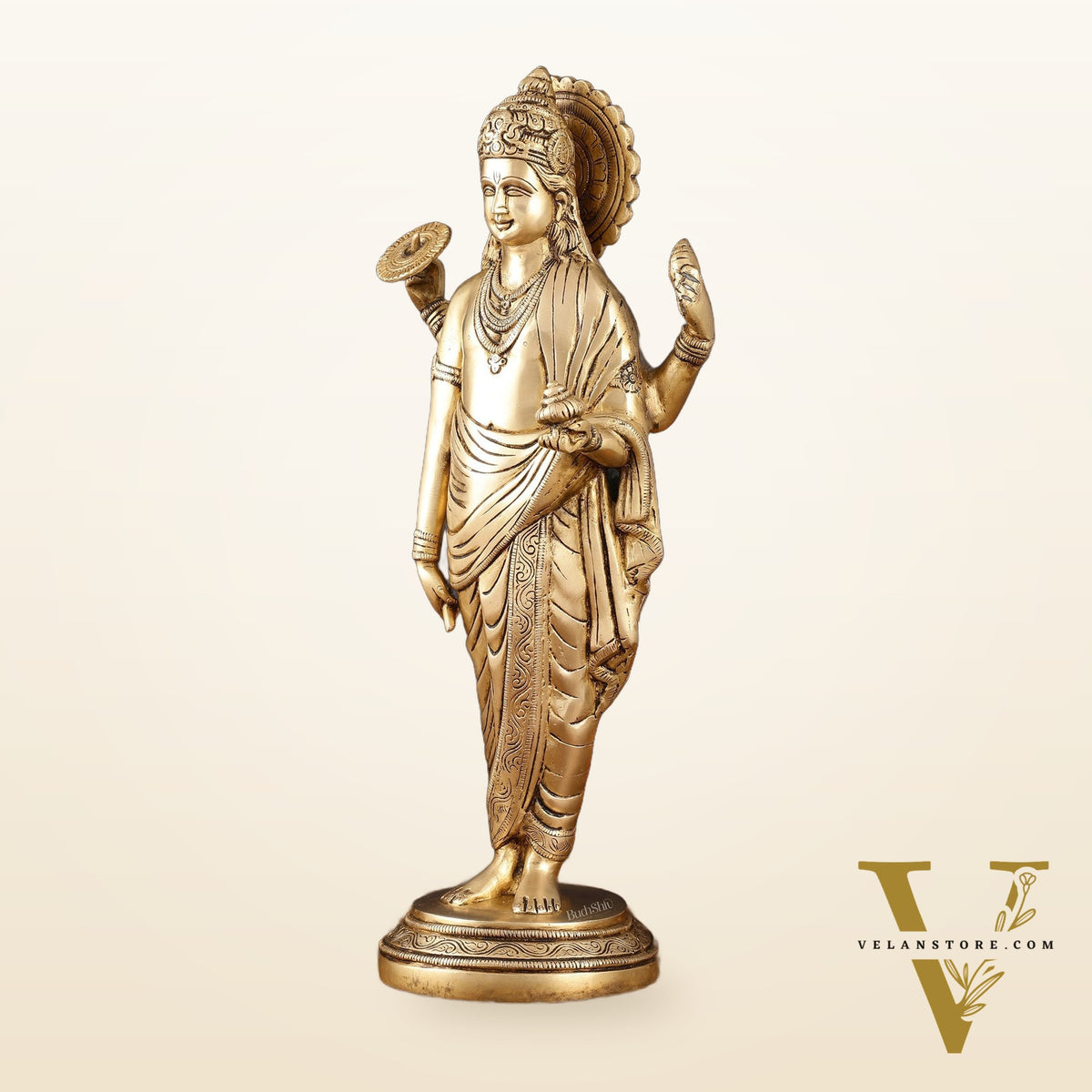 Pure Brass Superfine Dhanvantari Statue - 18" Height, 6 kg