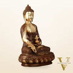 Pure Brass Superfine Dual Tone Medicine Buddha Statue - 12.5"
