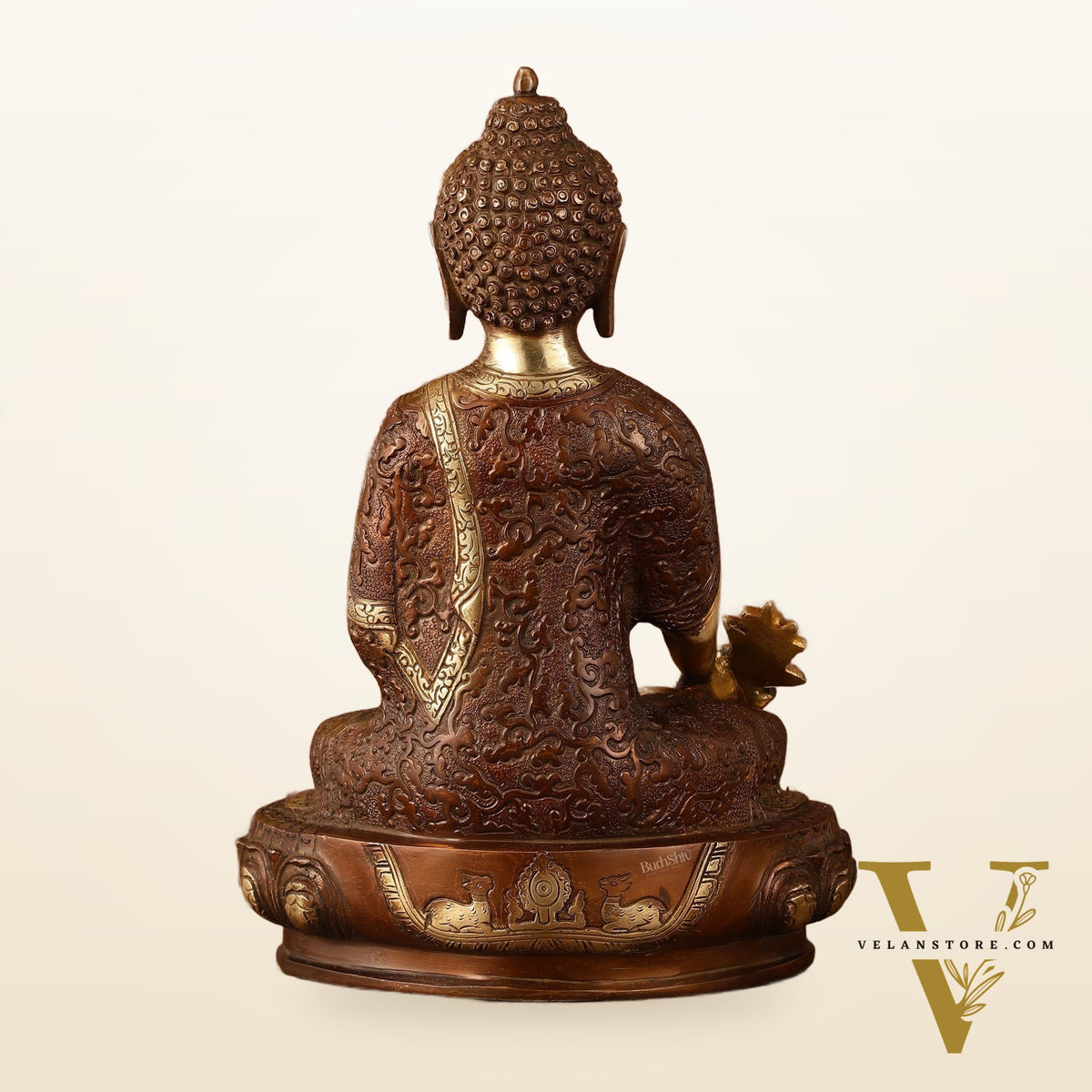 Pure Brass Superfine Dual Tone Medicine Buddha Statue - 12.5"