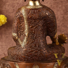 Pure Brass Superfine Dual Tone Medicine Buddha Statue - 12.5"