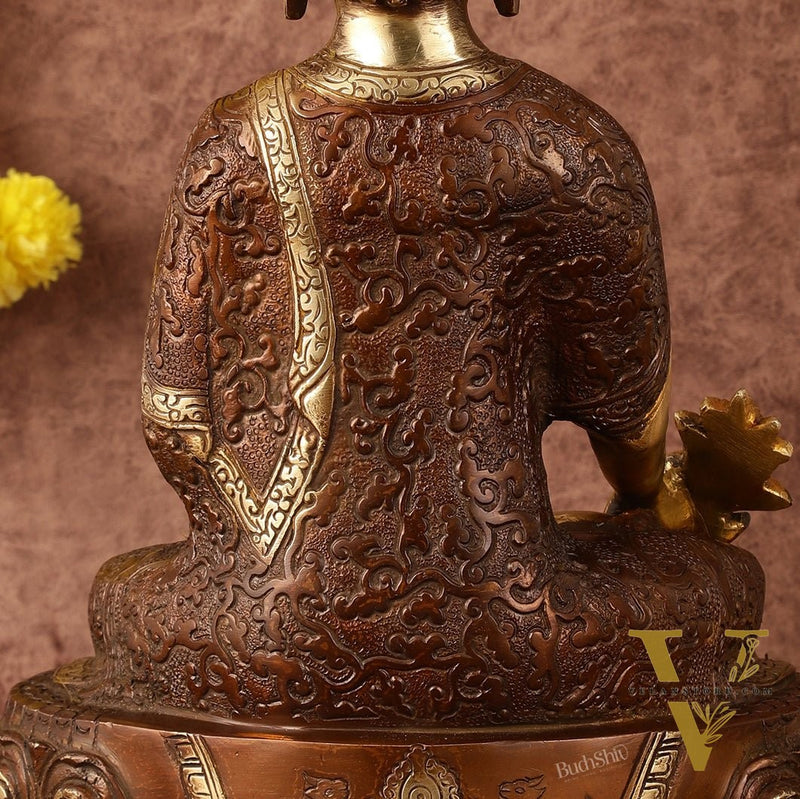 Pure Brass Superfine Dual Tone Medicine Buddha Statue - 12.5"
