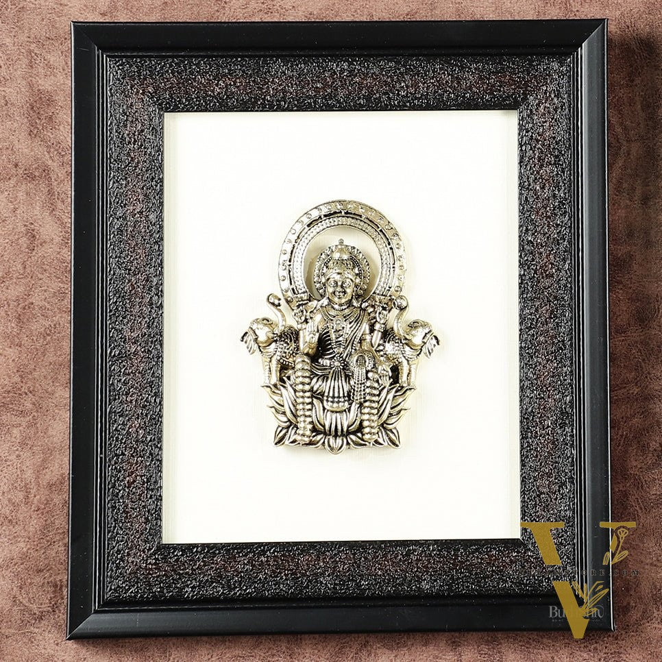 Pure Brass Superfine Ganesh Lakshmi Hanging on Wooden Frame - 9.5 Inch