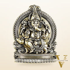 Pure Brass Superfine Ganesh Lakshmi Hanging on Wooden Frame - 9.5 Inch