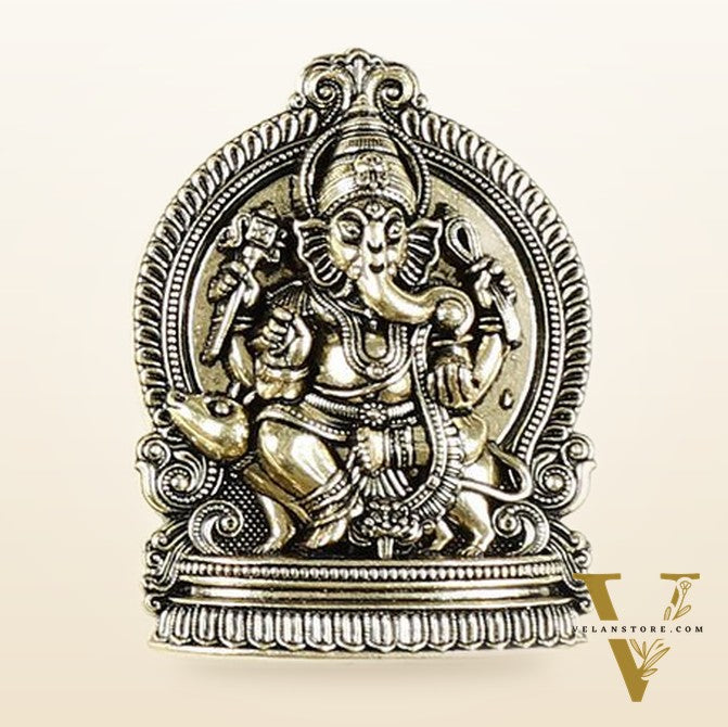 Pure Brass Superfine Ganesh Lakshmi Hanging on Wooden Frame - 9.5 Inch