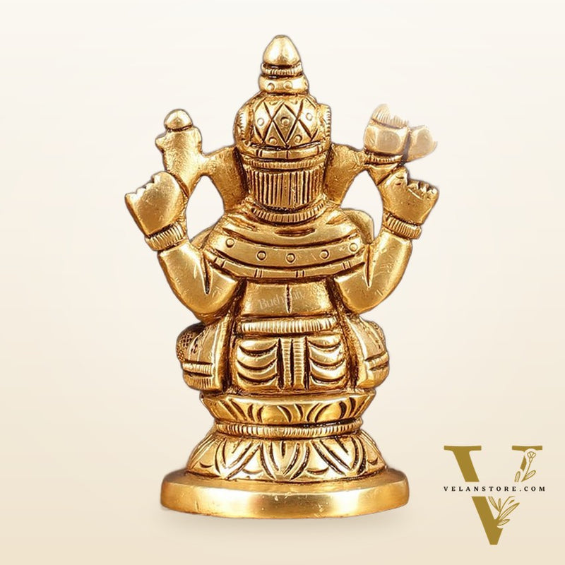 Pure Brass Superfine Ganesh Lakshmi Saraswati Idol - 4" Height