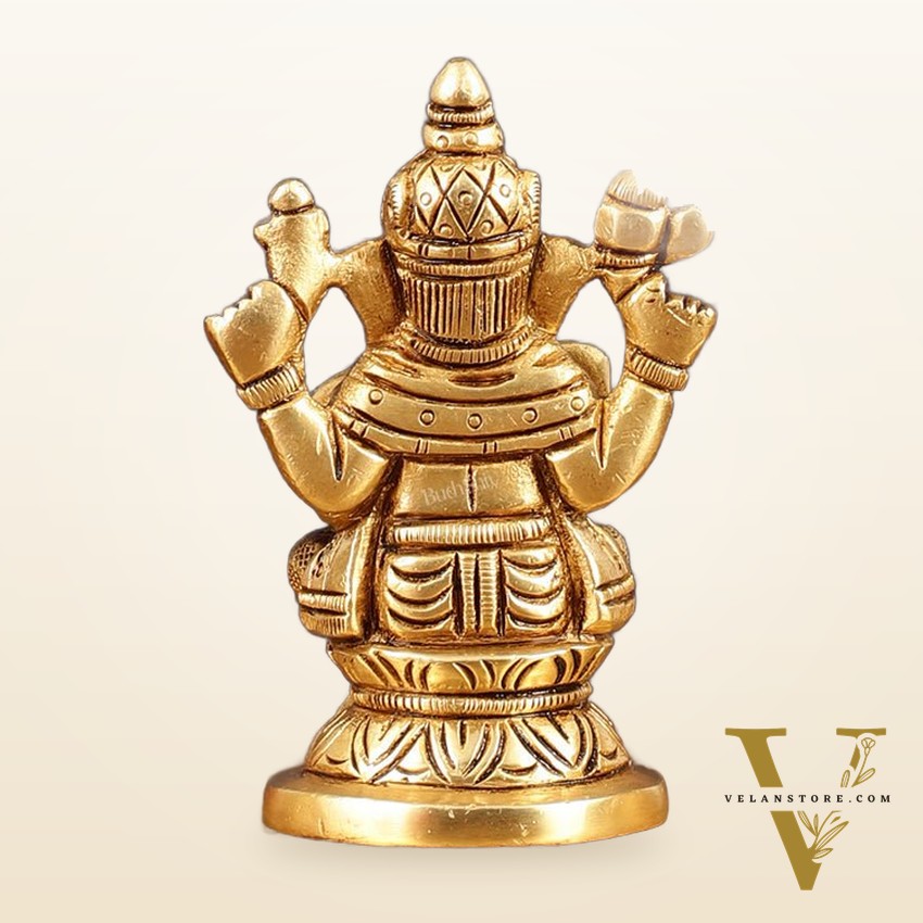 Pure Brass Superfine Ganesh Lakshmi Saraswati Idol - 4" Height
