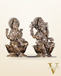 Pure Brass Superfine Ganesha Lakshmi Idol Set – Available in 4, 6 & 8 Inches