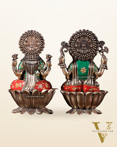 Pure Brass Superfine Ganesha Lakshmi Idol Set – Available in 4, 6 & 8 Inches meenakari