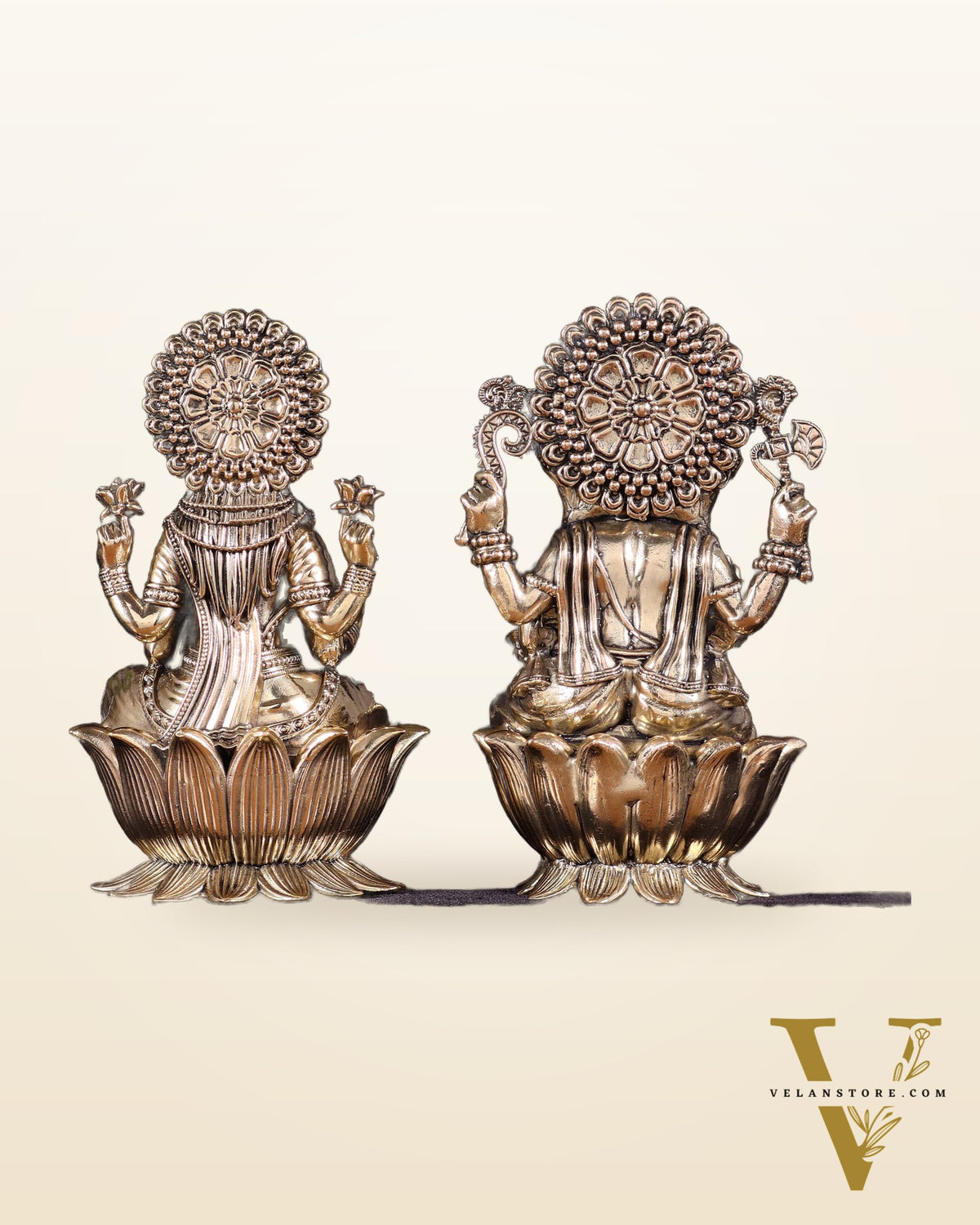 Pure Brass Superfine Ganesha Lakshmi Idol Set – Available in 4, 6 & 8 Inches