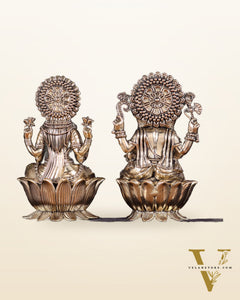 Pure Brass Superfine Ganesha Lakshmi Idol Set – Available in 4, 6 & 8 Inches