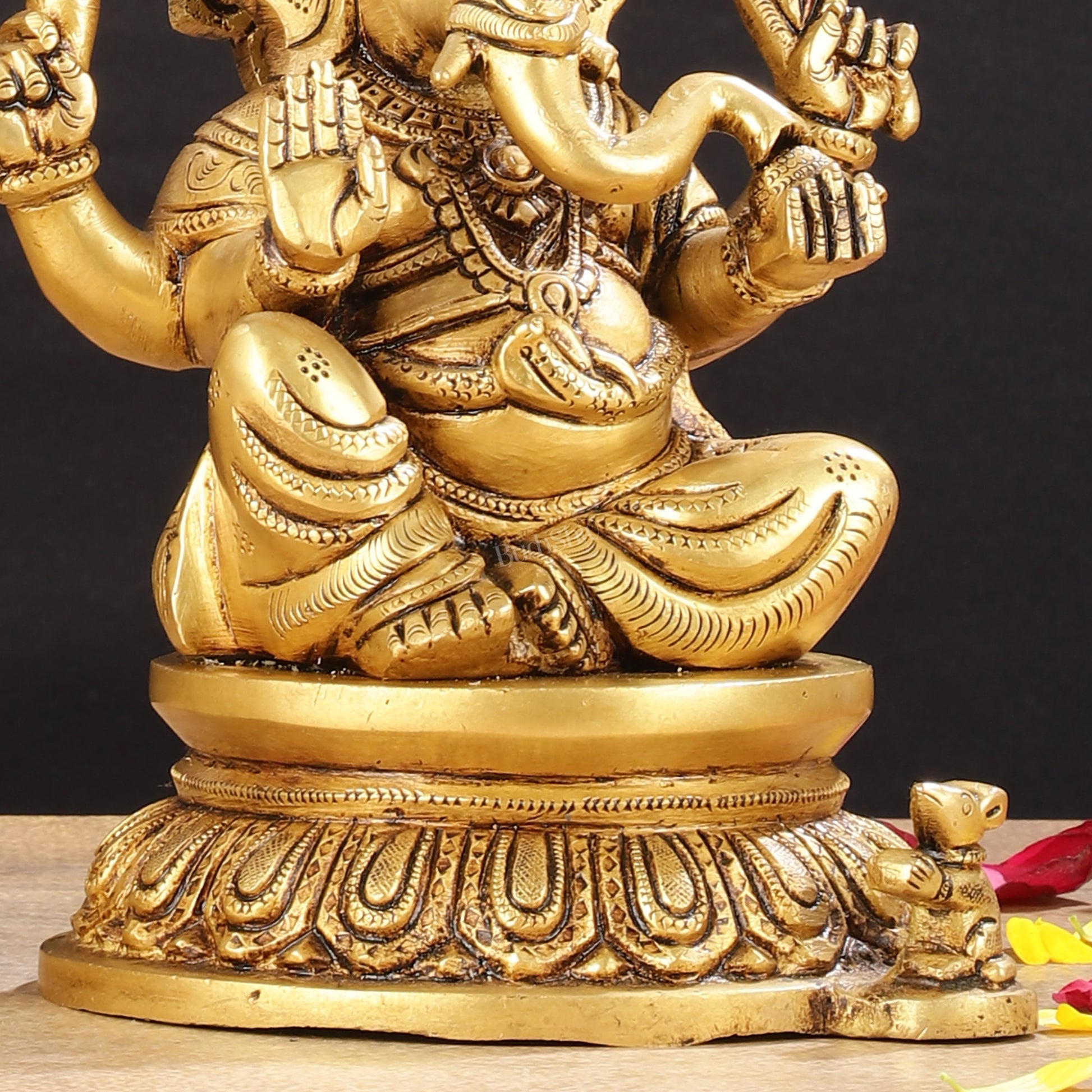 Pure Brass Superfine Ganesha Lakshmi Idols - Exquisite 8-Inch pair