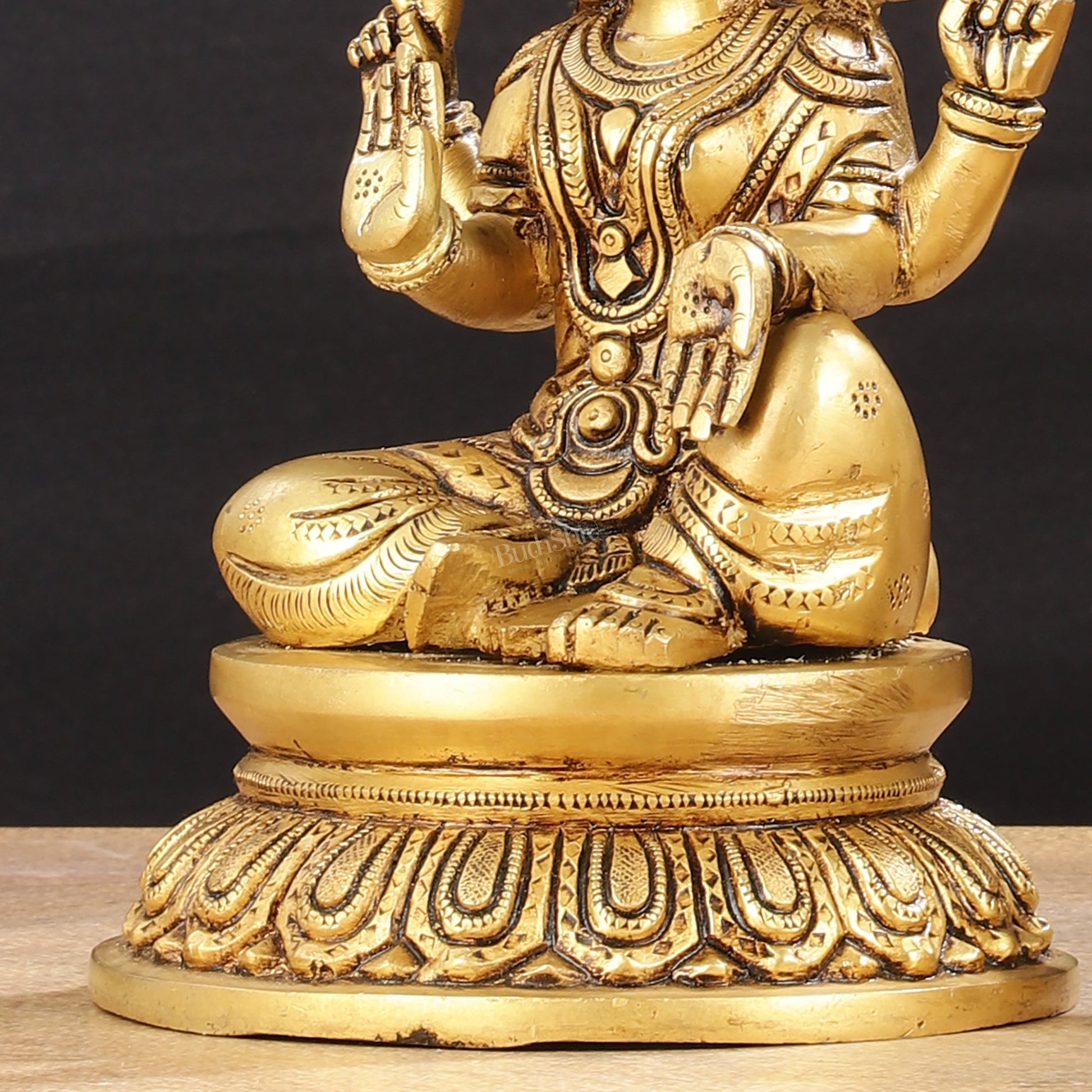 Pure Brass Superfine Ganesha Lakshmi Idols - Exquisite 8-Inch pair