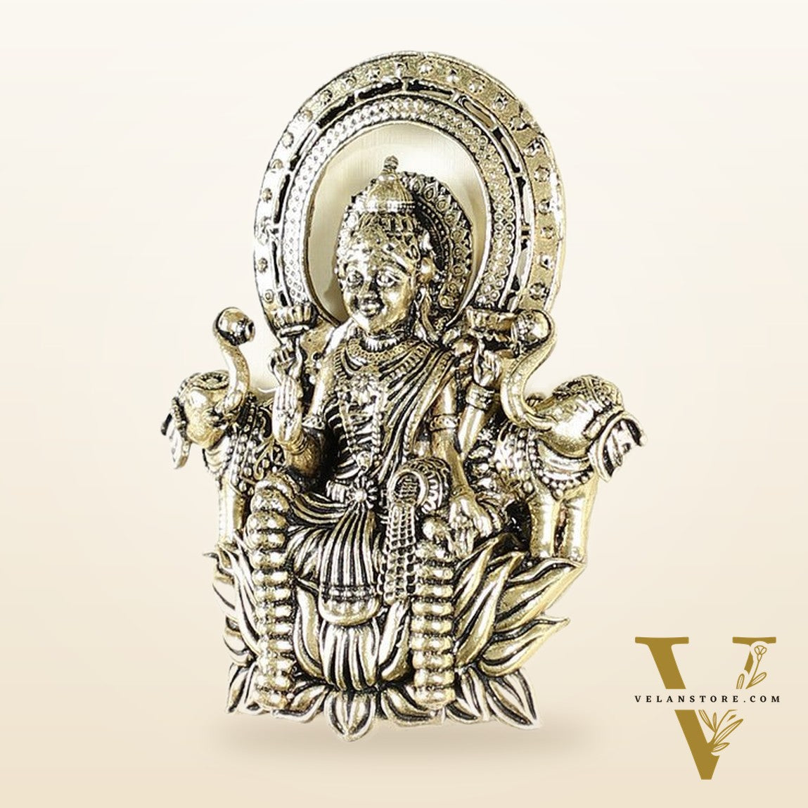Pure Brass Superfine Goddess Dhan Lakshmi Hanging on Wooden Frame - 9.5 Inch