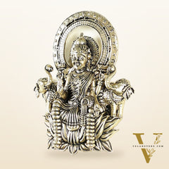 Pure Brass Superfine Goddess Dhan Lakshmi Hanging on Wooden Frame - 9.5 Inch