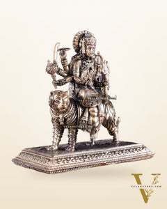 Pure Brass Superfine Goddess Durga on Tiger Idol 4.5 inch
