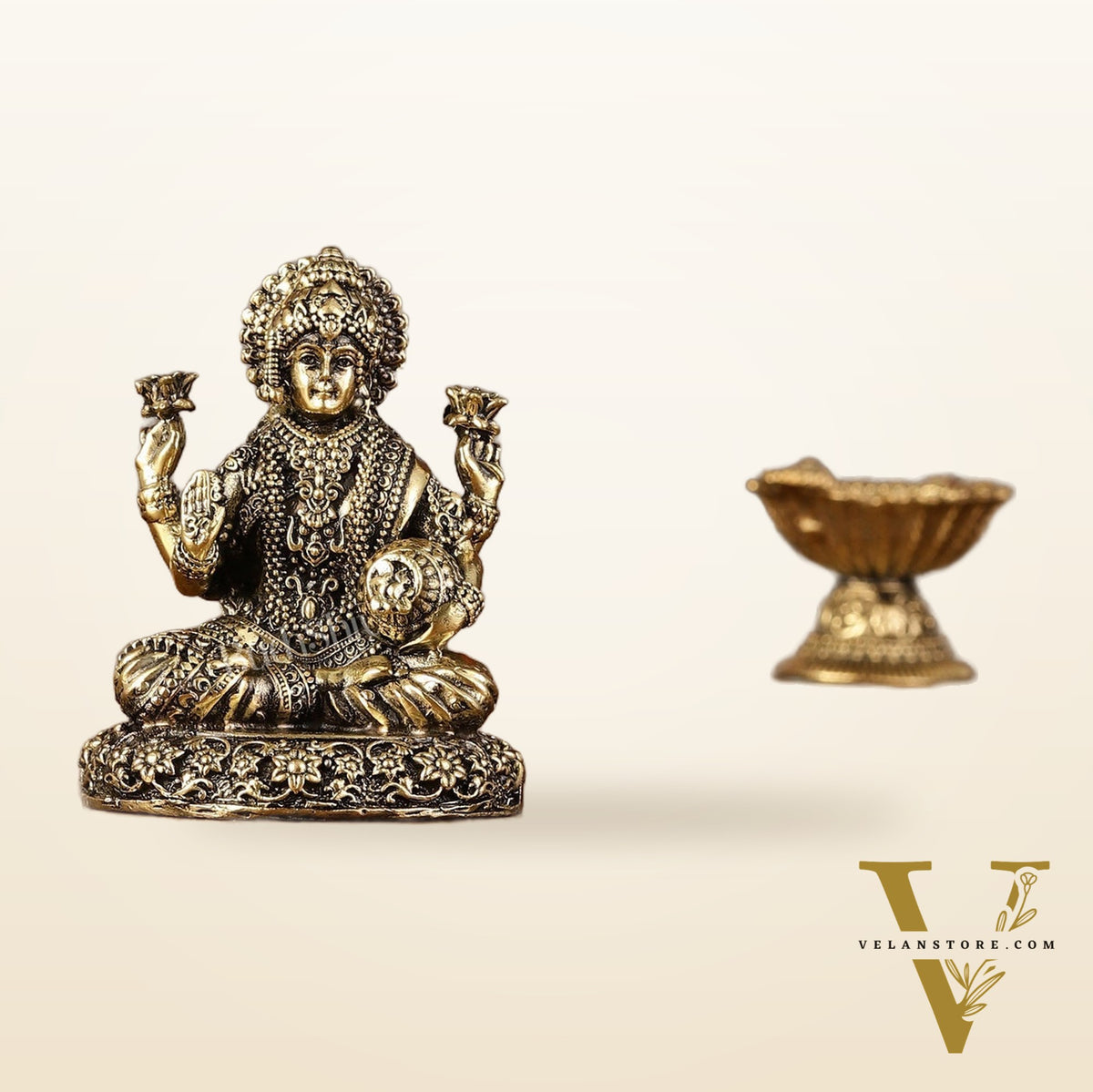 Pure brass superfine goddess Lakshmi idol 3"